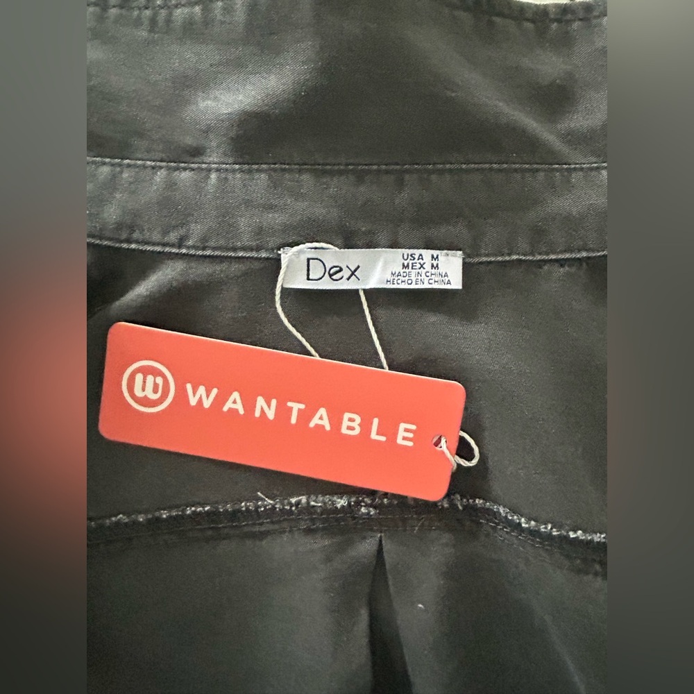 Dex Womens Dark Gray Denim Button Down Sz M NWT Western Country Hippie Bohemian - Picture 8 of 12